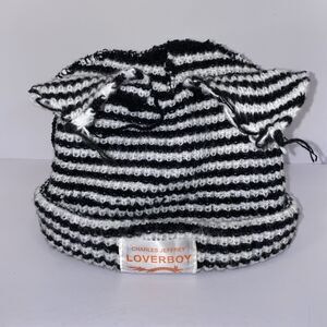 Charles Jeffrey LOVERBOY Chunky Ears Rabbit Beanie Black White Hat